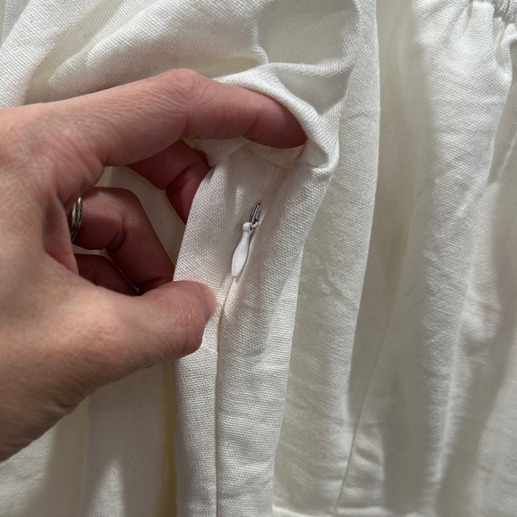 Elegant Off-Shoulder White Linen Cotton Dress spring summer Can’t Move On bridal - Picture 7 of 8